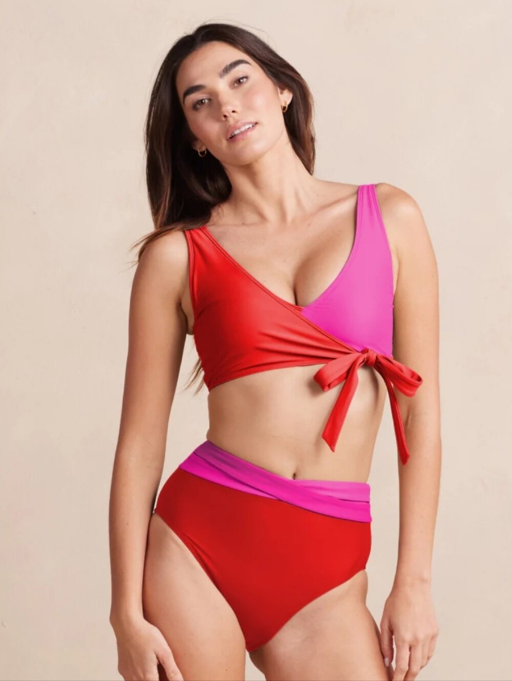 summersalt The Perfect‎ Wrap Bikini Top In Lava Hibiscuss